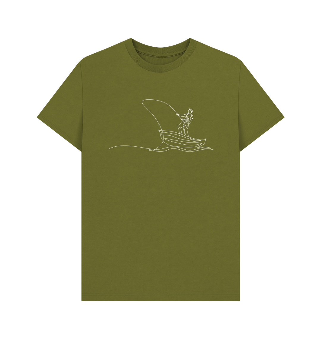 Moss Green Men's Fisherman Organic Cotton Basic Tee (White)