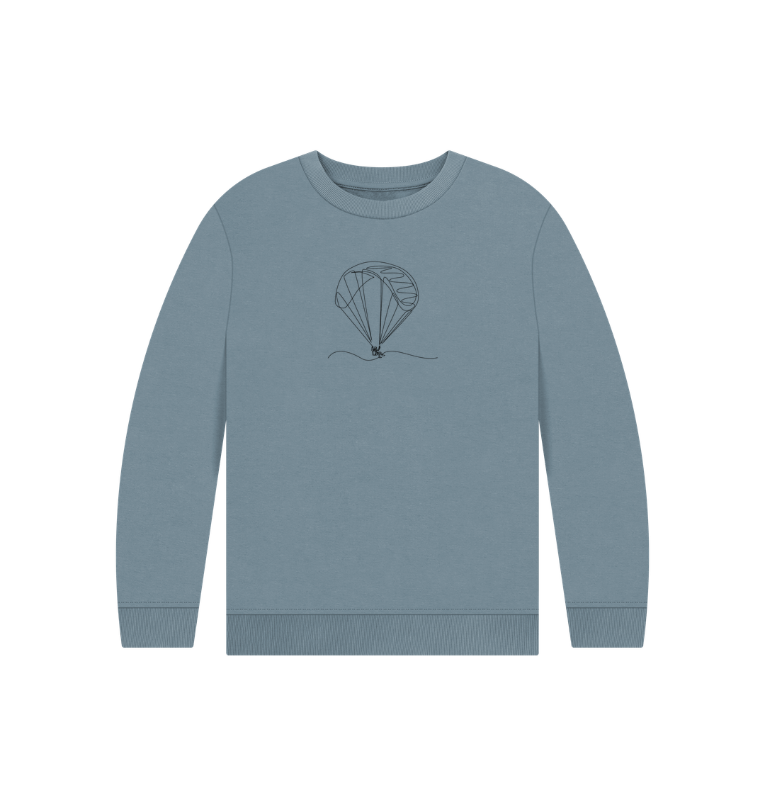 Stone Blue Kid's Parachute Organic Cotton Crewneck Sweater (Black)