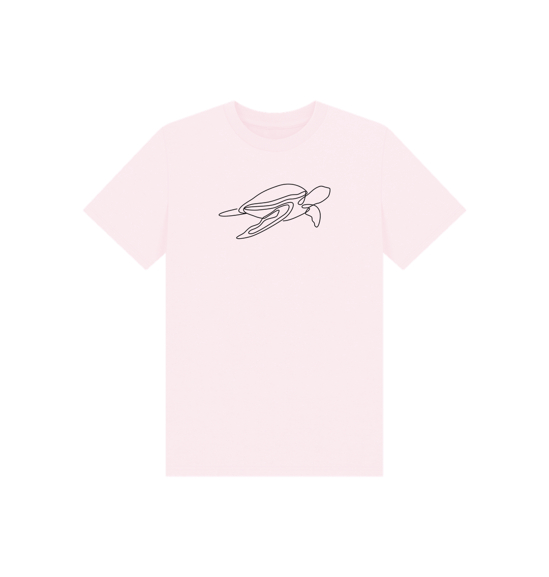 Pink Kid's Sea Turtle Organic Cotton Basic Tee (Black)