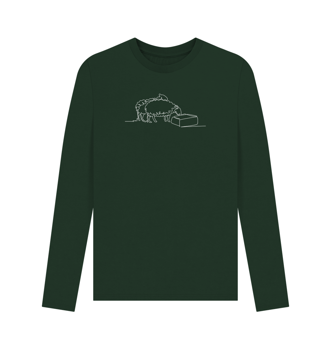 Evergreen Men's Sheep Organic Cotton Long Sleeve Tee - White Design