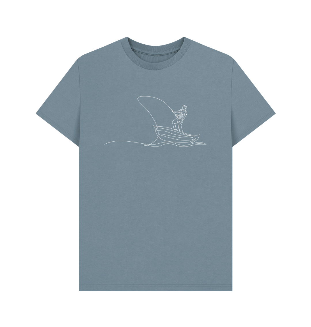 Stone Blue Men's Fisherman Organic Cotton Basic Tee (White)