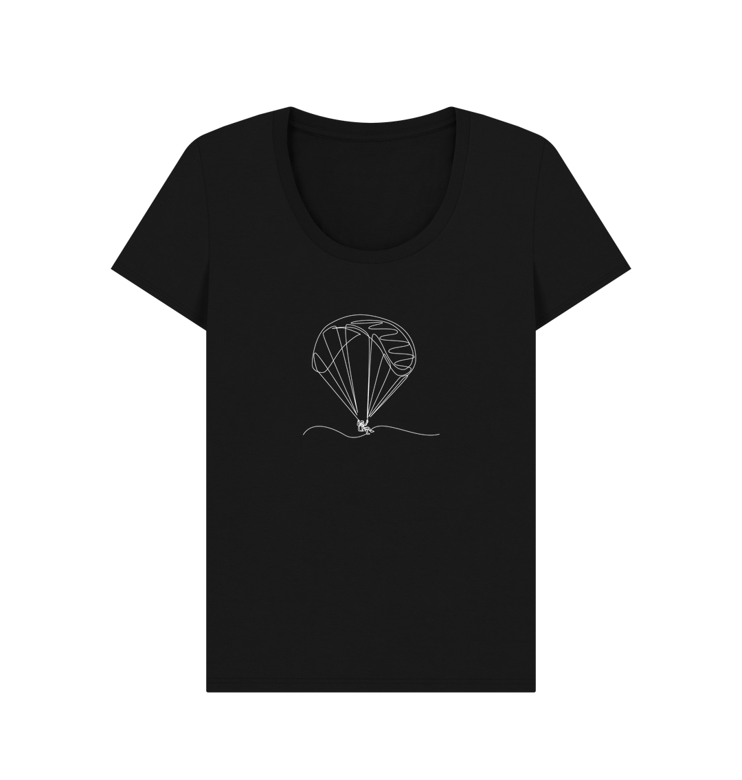 Black Women's Parachute Organic Cotton Scoop Neck Tee (White)