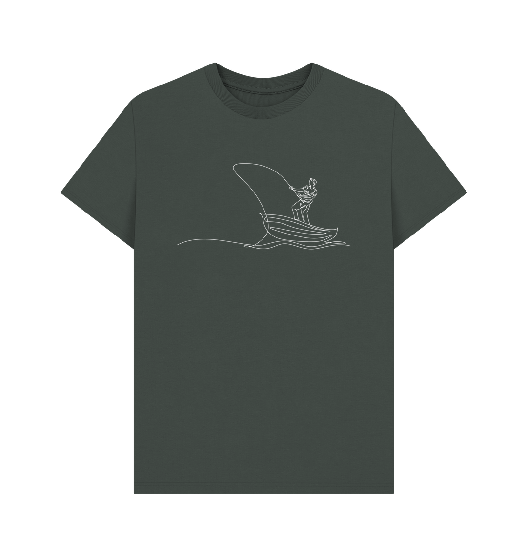 Dark Grey Men's Fisherman Organic Cotton Basic Tee (White)