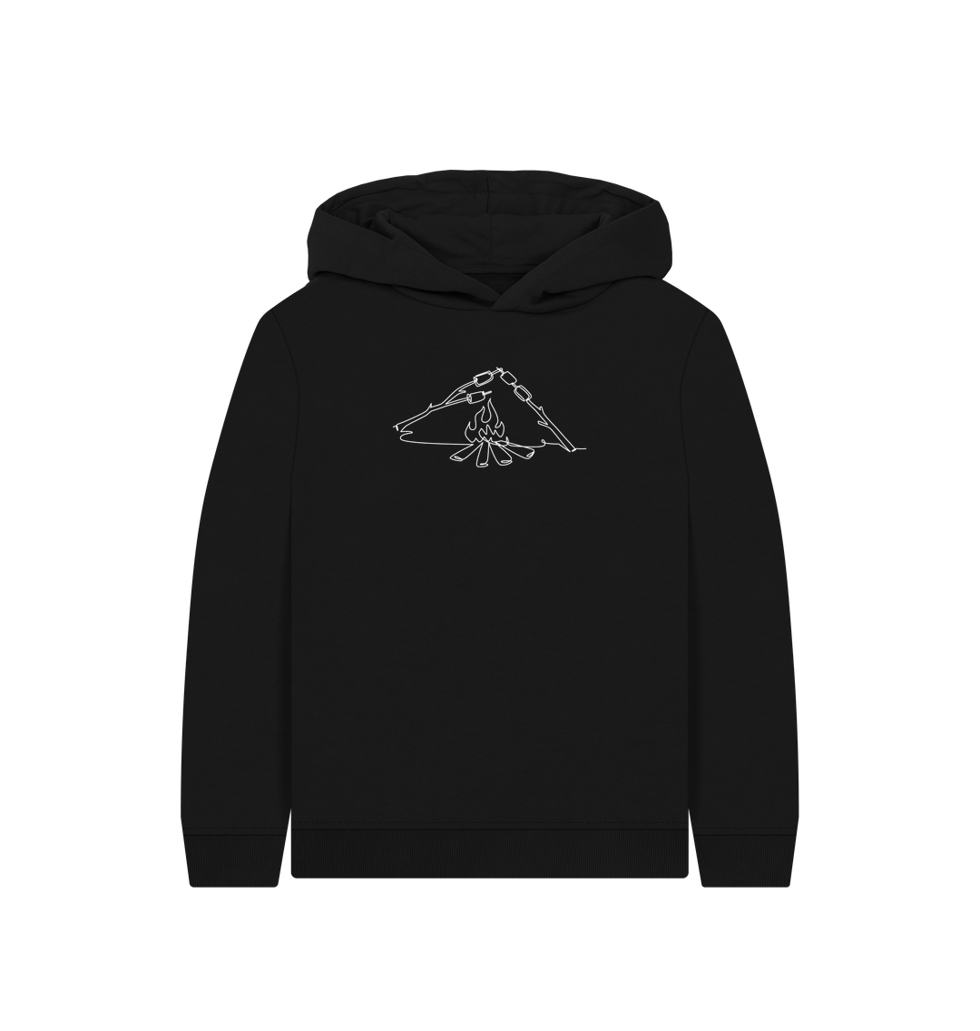 Black Kid's S'mores Organic Cotton Pullover Hoodie (White)