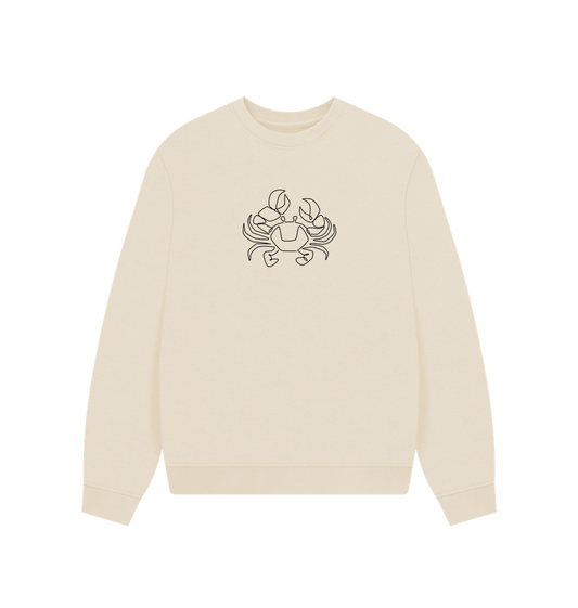 Oat Women's Crab Organic Cotton Oversized Crewneck - Black Design