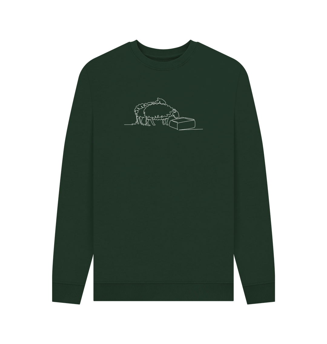 Evergreen Men's Sheep Organic Cotton Crewneck Sweater (White)