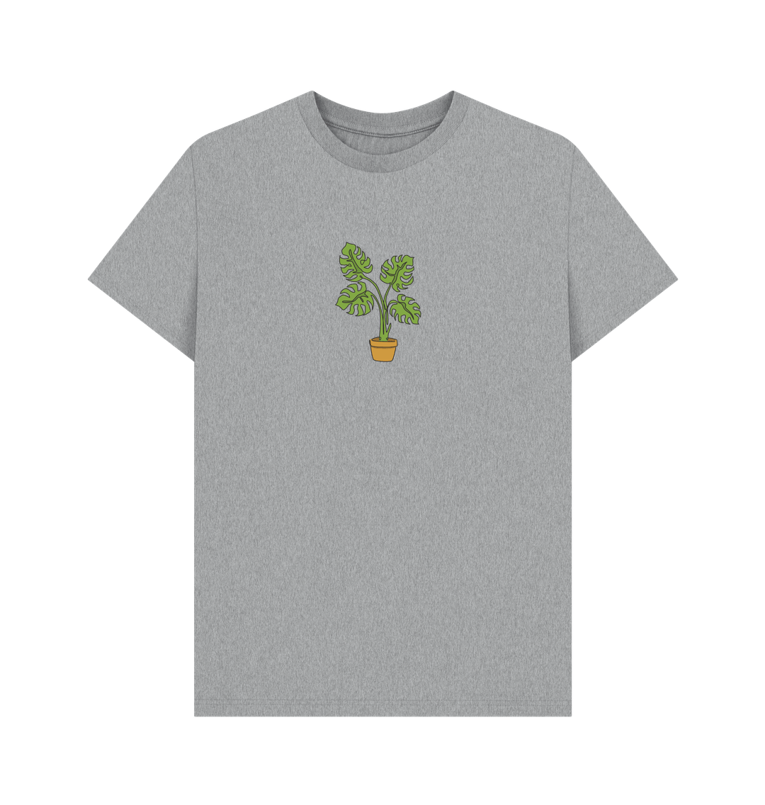 Athletic Grey Men's Monstera Organic Cotton Basic Tee - Black Design
