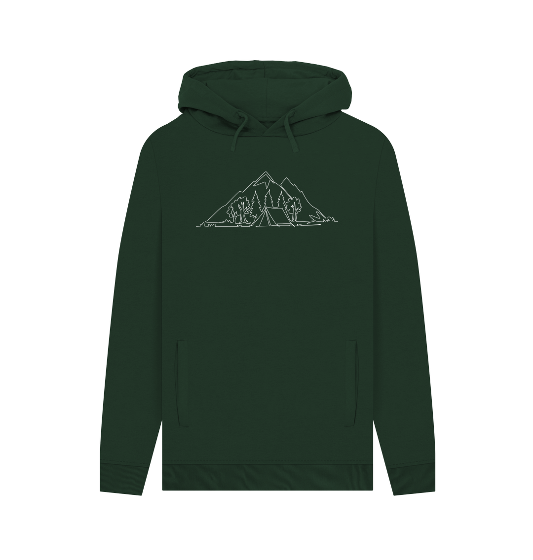Evergreen Men's Camping Organic Cotton Pullover Hoodie (White)