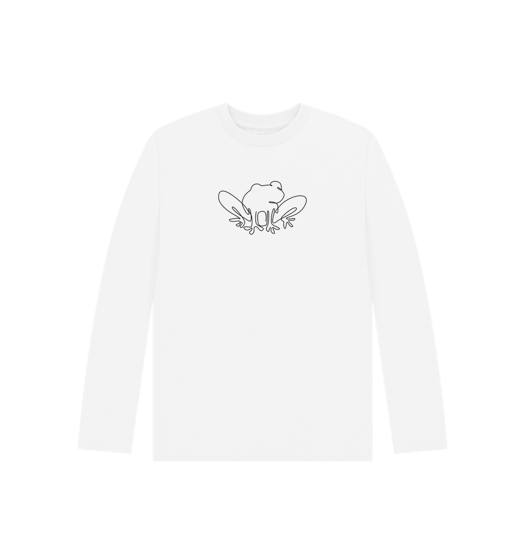 White Kid's Frog Organic Cotton Long Sleeve Tee (Black)