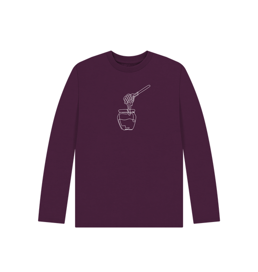 Purple Kid's Honey Organic Cotton Long Sleeve Tee (White)