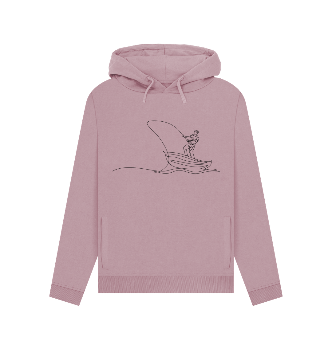 Mauve Women's Fisherman Organic Cotton Pullover Hoodie (Black)