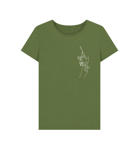Khaki Women's Climber Organic Cotton Crewneck Tee (White)