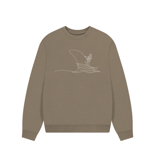 Willow Women's Fisherman Organic Cotton Oversized Crewneck - White Design