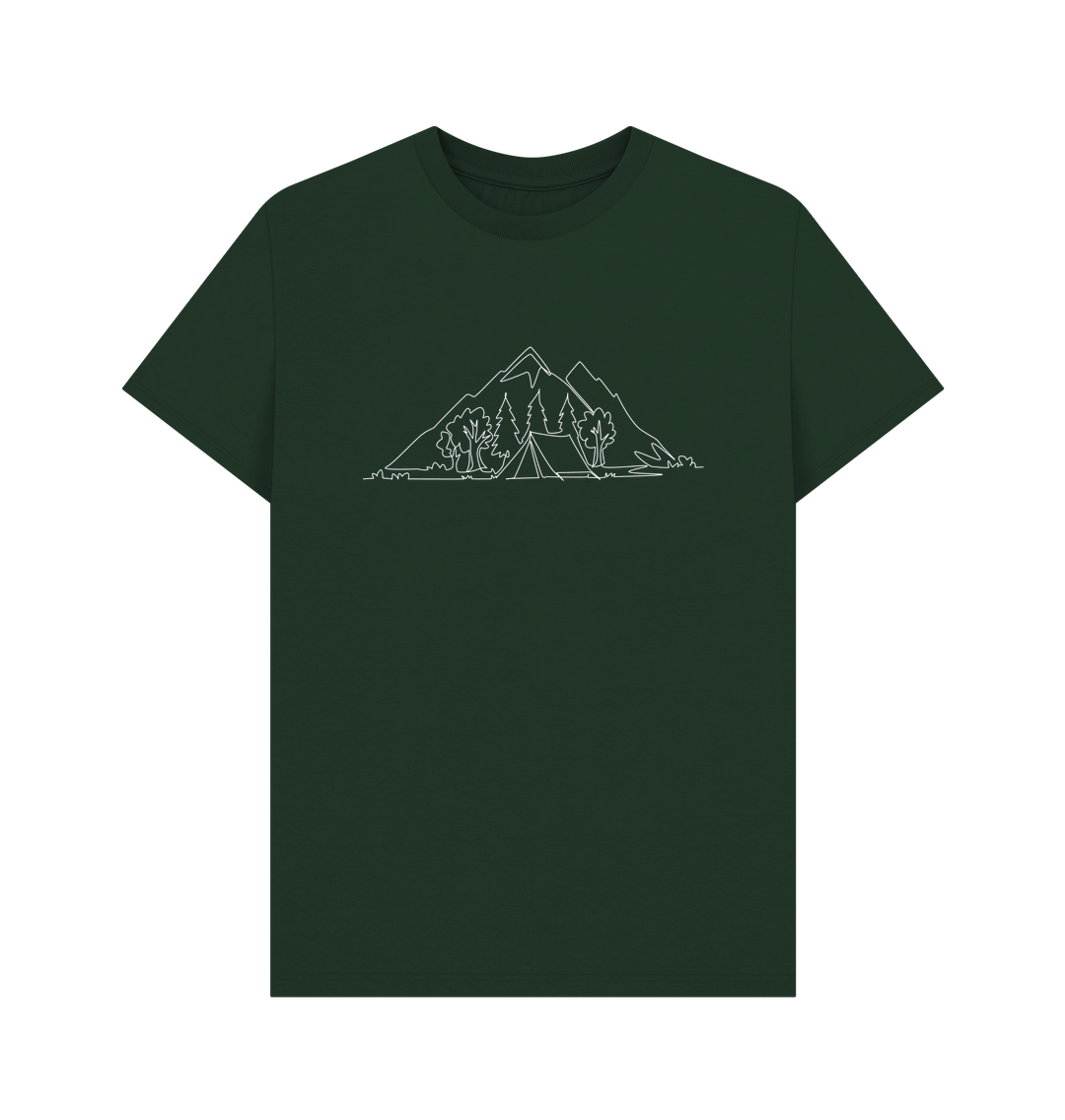 Evergreen Men's Camping Organic Cotton Basic Short Sleeve Tee (White)