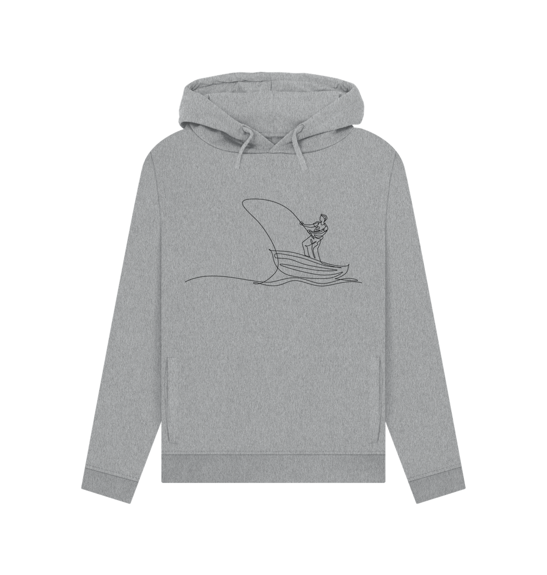 Light Heather Women's Fisherman Organic Cotton Pullover Hoodie (Black)