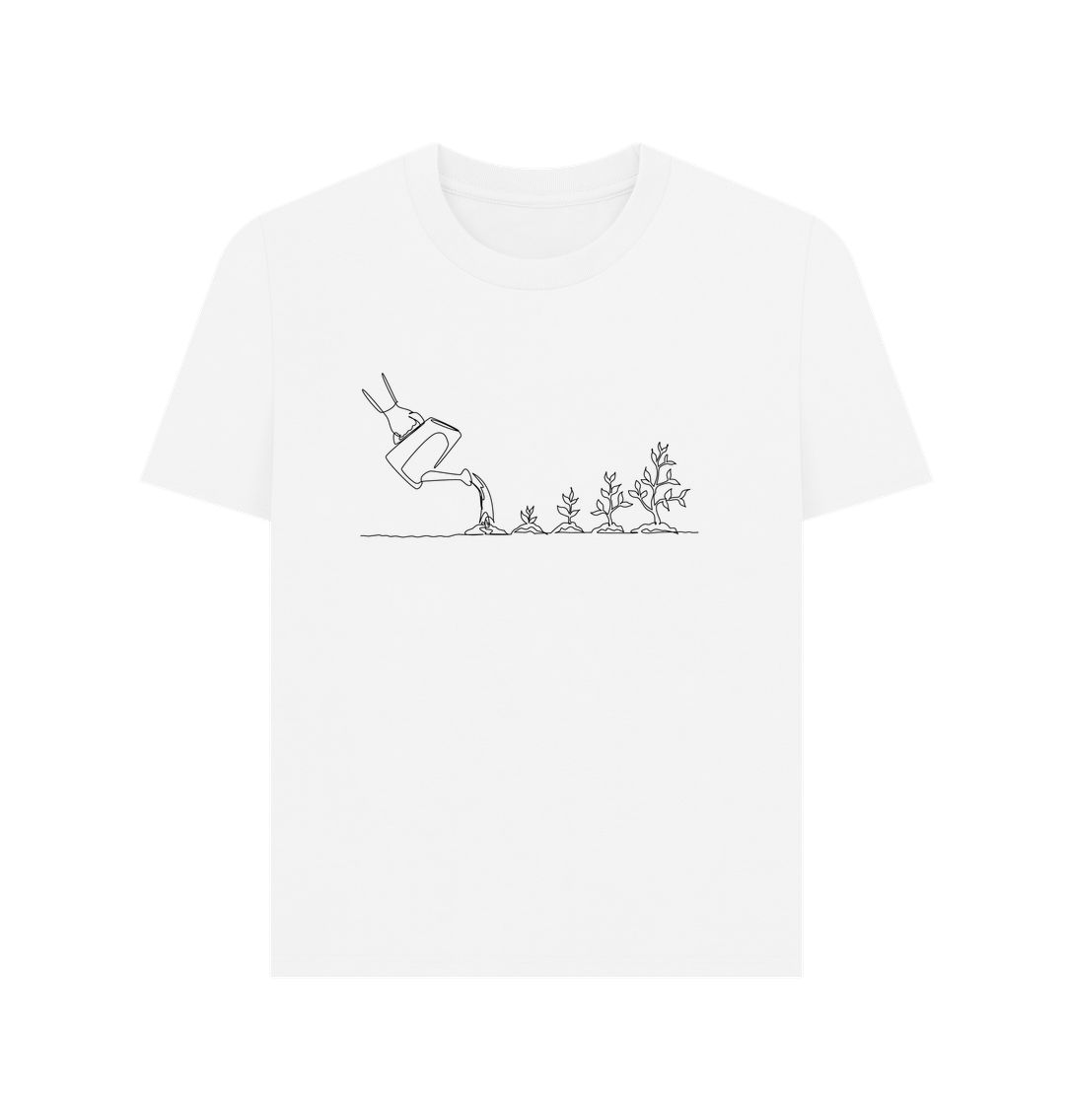 White Women's Gardening Organic Cotton Basic Tee (Black)