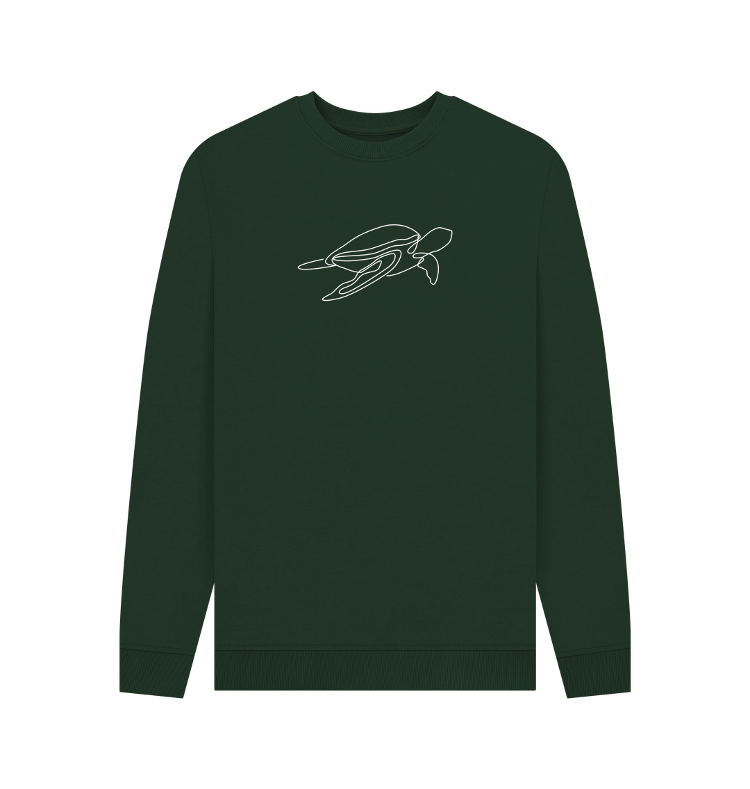 Evergreen Men's Sea Turtle Organic Cotton Crewneck Sweater (White)