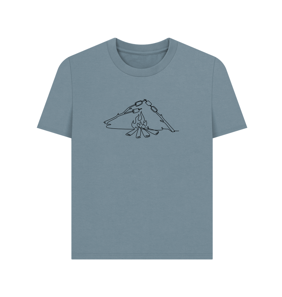 Stone Blue Women's S'mores Organic Cotton Basic Tee (Black)