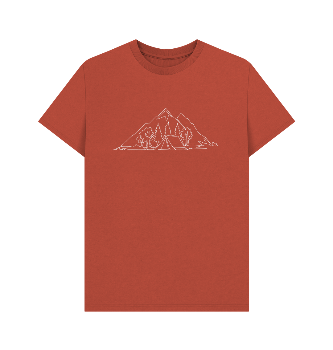 Rust Men's Camping Organic Cotton Basic Short Sleeve Tee (White)