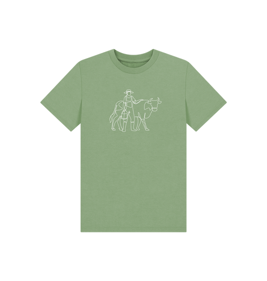Sage Kid's Cow Organic Cotton Basic Tee (White)