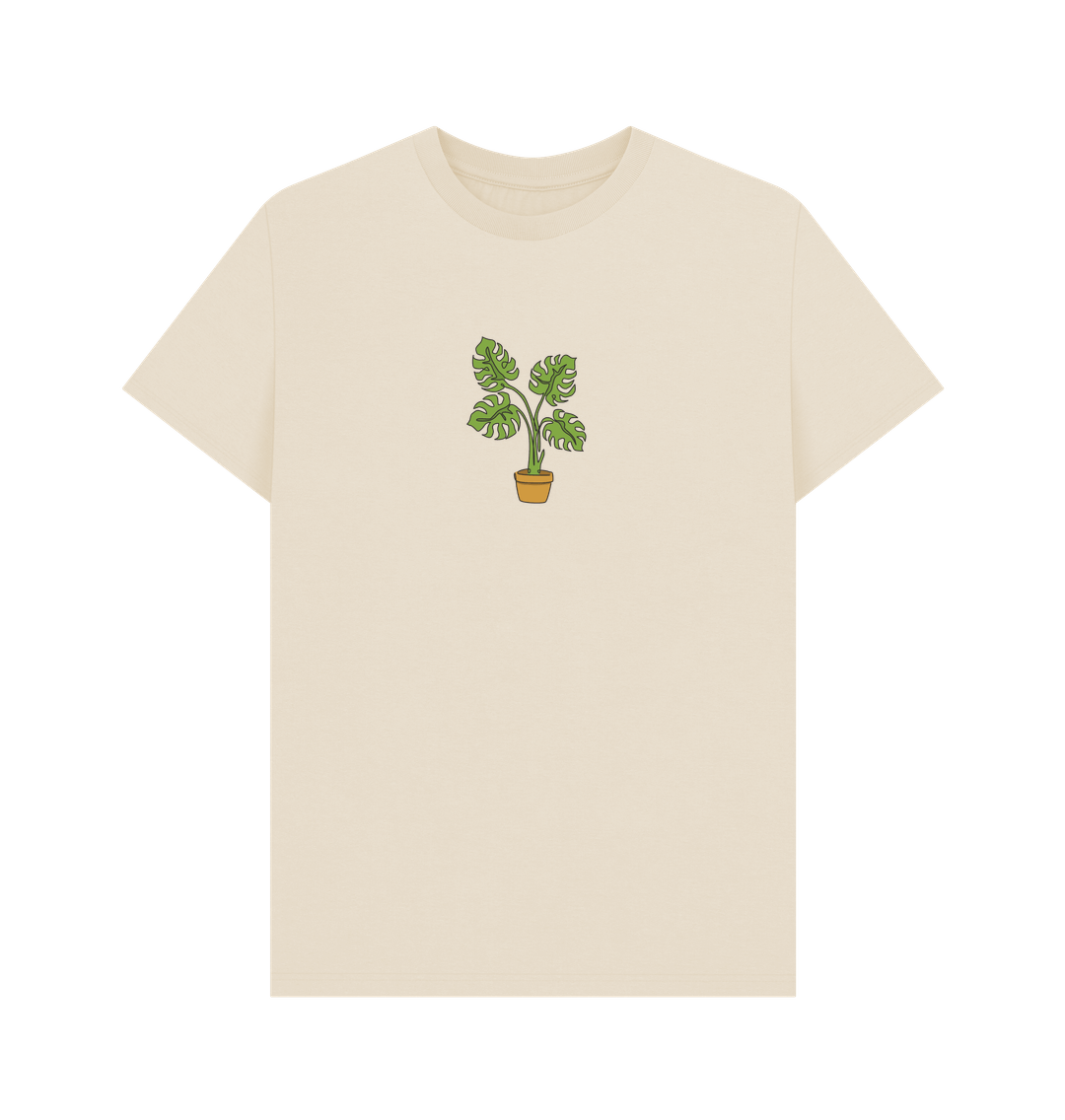 Oat Men's Monstera Organic Cotton Basic Tee - Black Design