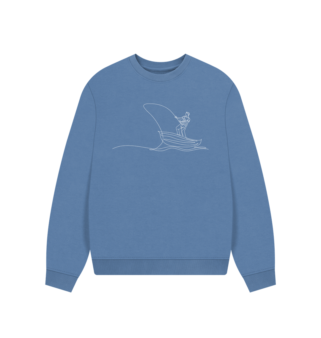 Solent Women's Fisherman Organic Cotton Oversized Crewneck - White Design