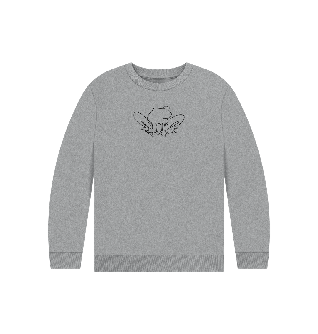 Athletic Grey Kid's Frog Organic Cotton Crewneck Sweater (Black)