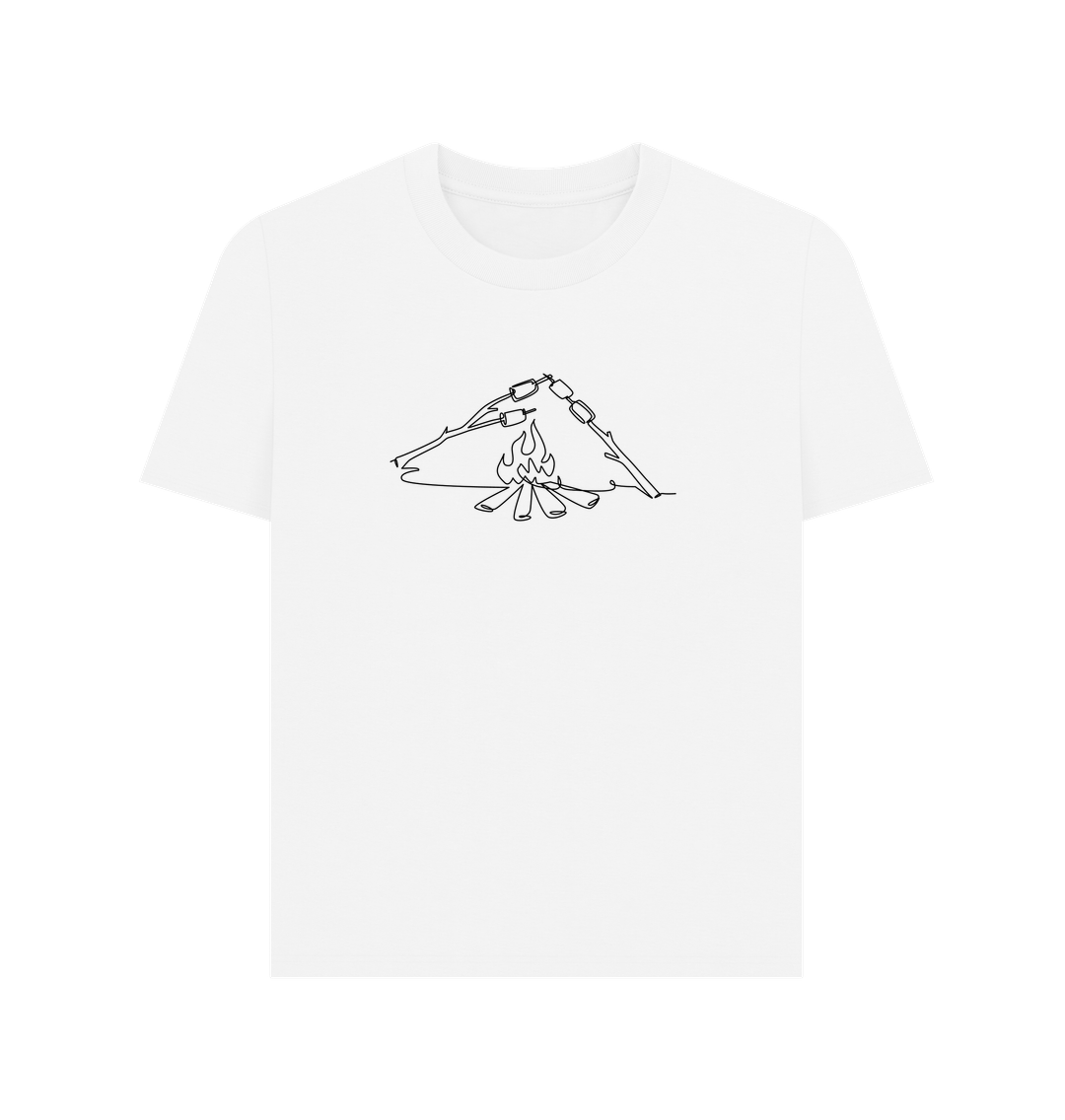 White Women's S'mores Organic Cotton Basic Tee (Black)