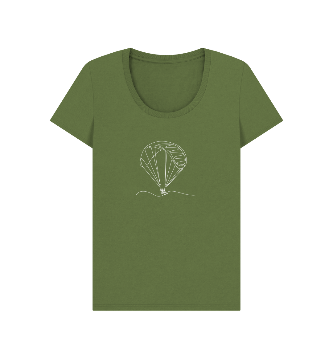 Khaki Women's Parachute Organic Cotton Scoop Neck Tee (White)