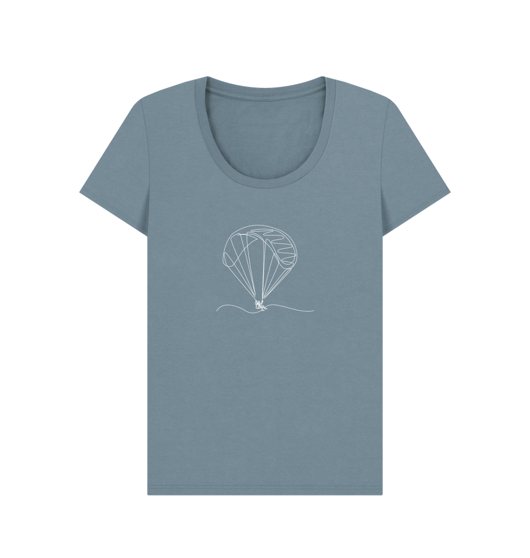 Stone Blue Women's Parachute Organic Cotton Scoop Neck Tee (White)