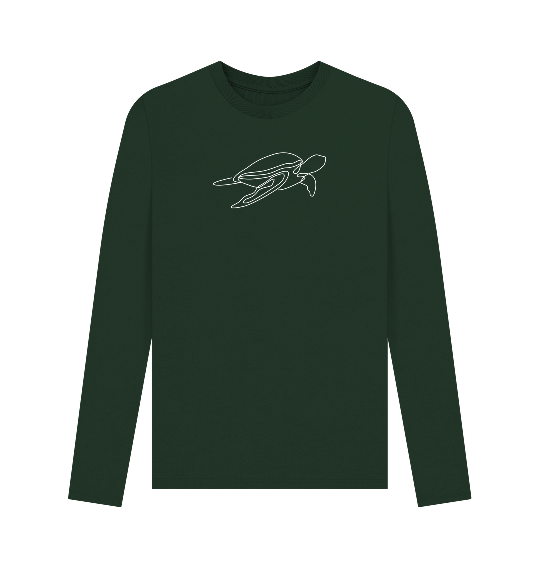 Evergreen Men's Sea Turtle Organic Cotton Long Sleeve Tee - White Design