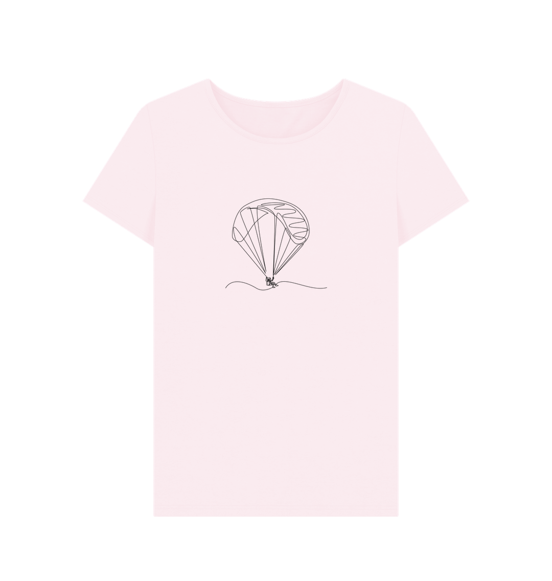 Pink Women's Parachute Organic Cotton Crewneck Tee (Black)