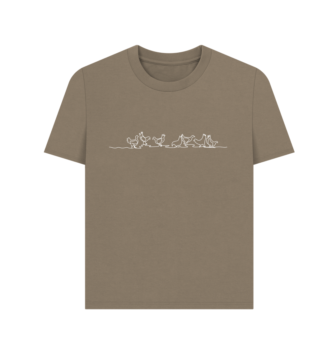 Willow Women's Chickens Organic Cotton Basic Tee (White)