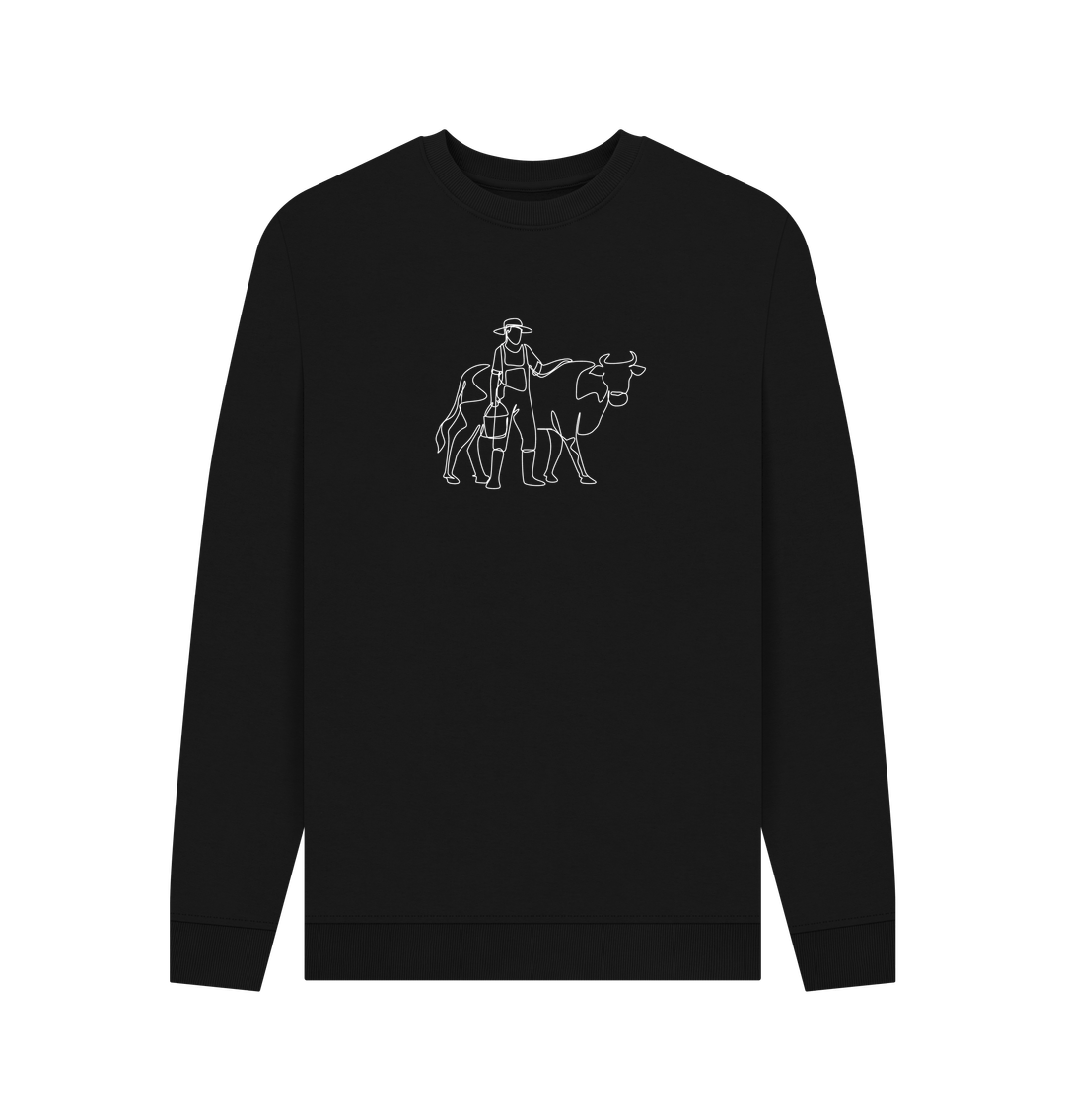 Black Men's Cow Crewneck Sweatshirt - White