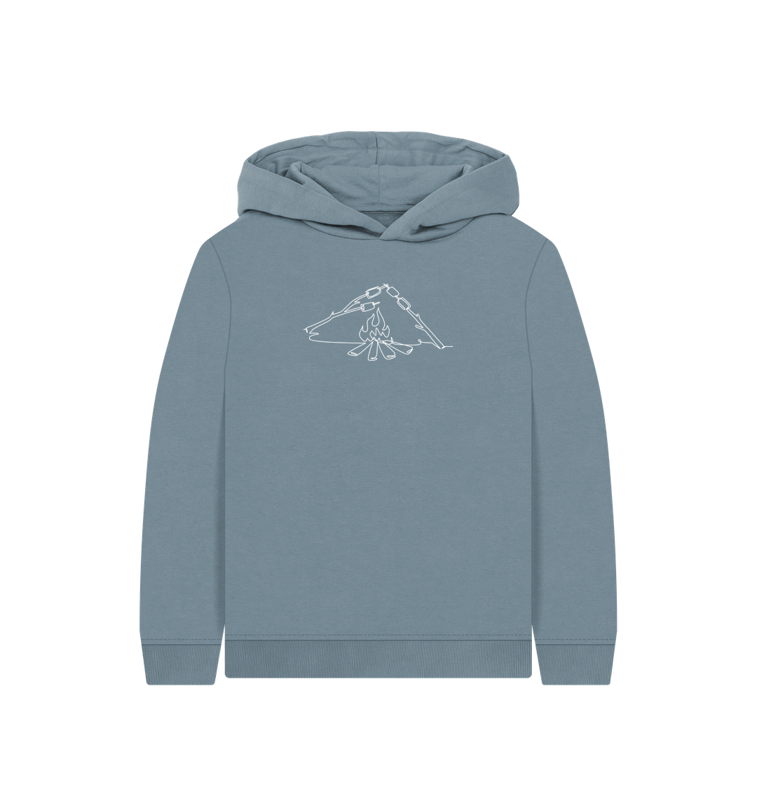Stone Blue Kid's S'mores Organic Cotton Pullover Hoodie (White)