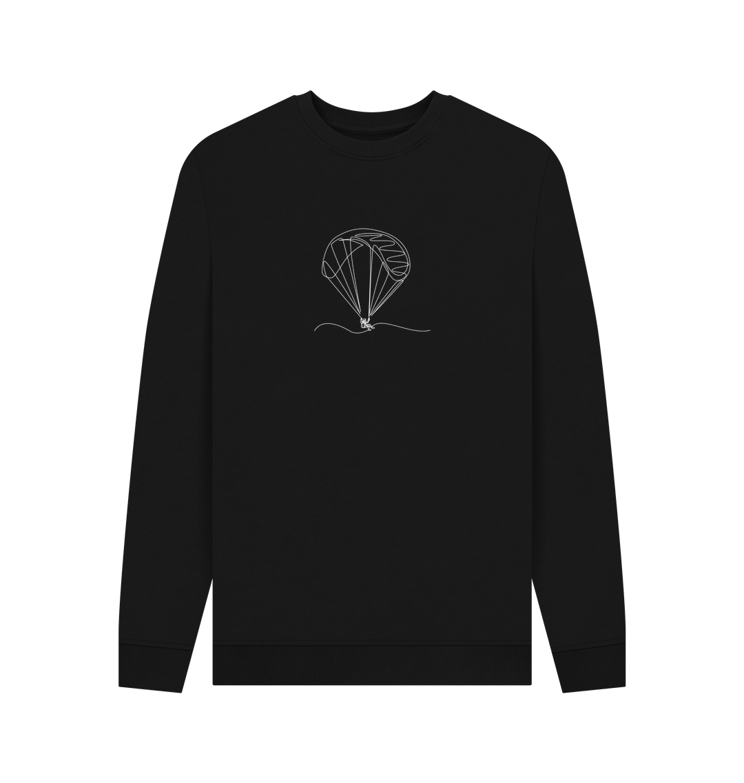 Black Men's Parachute Organic Cotton Crewneck Sweater (White)