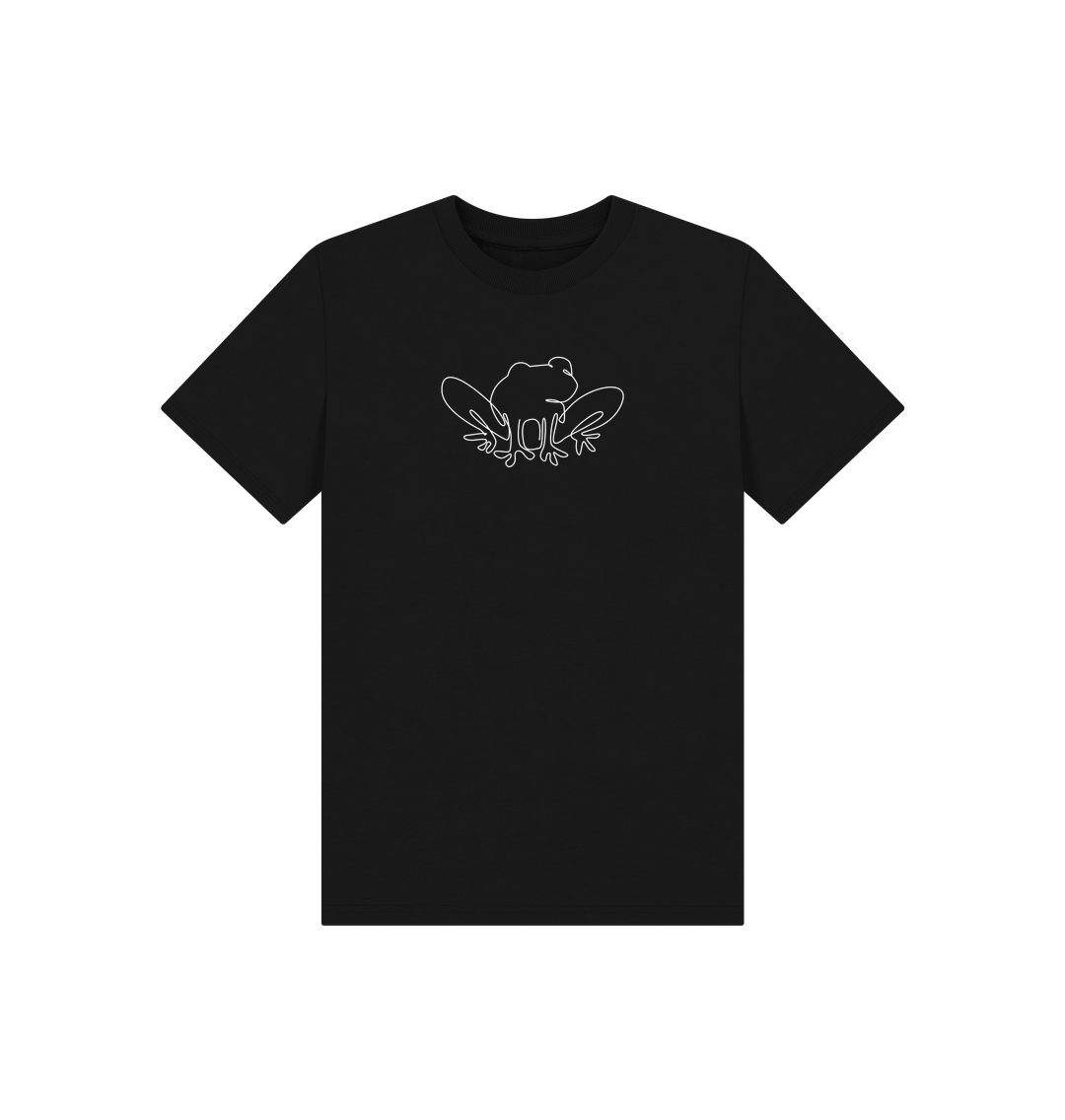 Black Kid's Frog Organic Cotton Basic Tee (White)