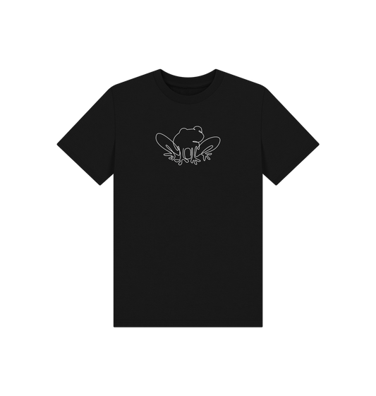 Black Kid's Frog Organic Cotton Basic Tee (White)