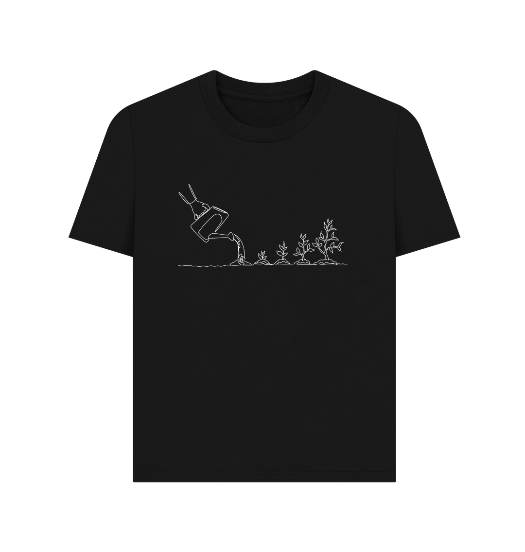 Black Women's Gardening Organic Cotton Basic Tee (White)