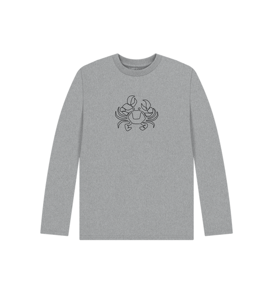 Athletic Grey Kid's Crab Organic Cotton Long Sleeve Tee (Black)