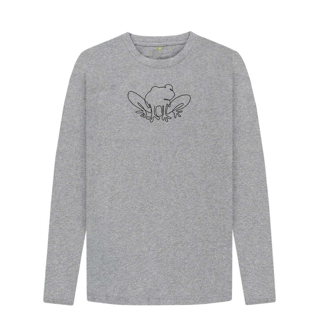 Athletic Grey Men's Frog Organic Cotton Long Sleeve Tee - Black Design