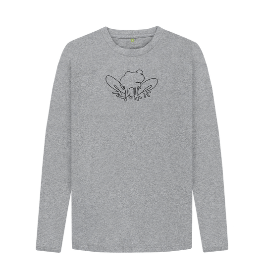 Athletic Grey Men's Frog Organic Cotton Long Sleeve Tee - Black Design