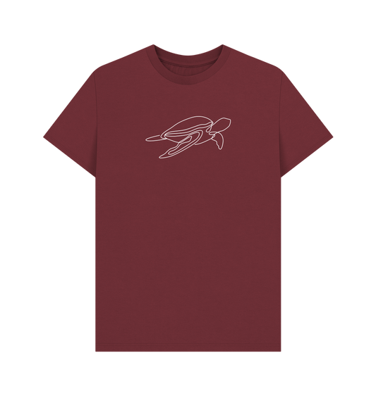Red Wine Men's Sea Turtle Organic Cotton Basic Short Sleeve Tee (White)