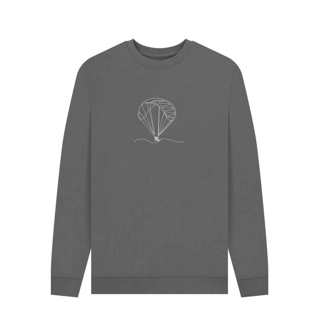 Slate Grey Men's Parachute Organic Cotton Crewneck Sweater (White)