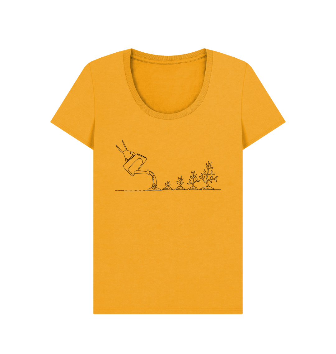 Mustard Women's Gardening Organic Cotton Scoop Neck Tee (Black)