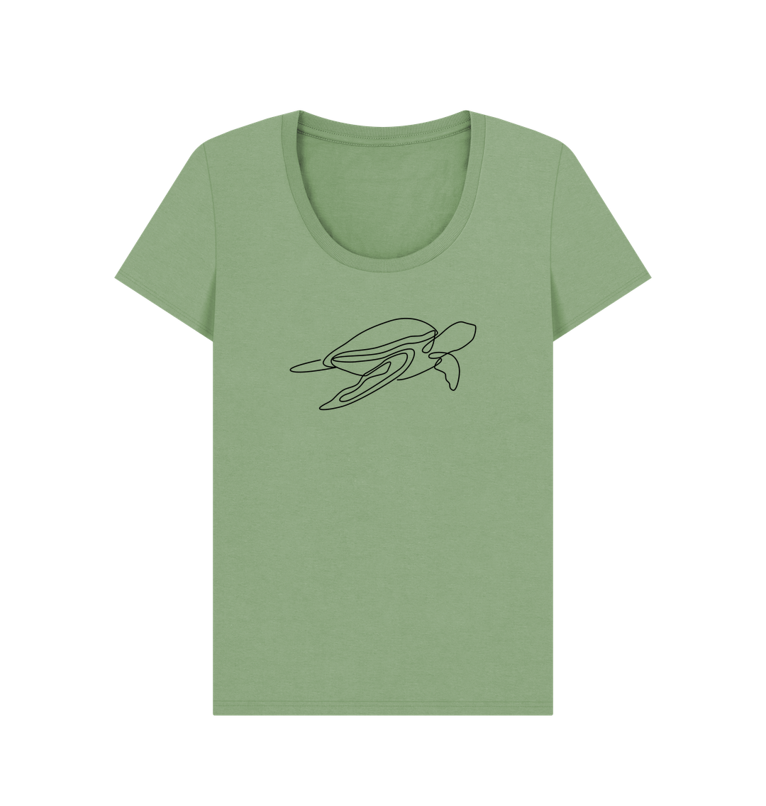 Sage Women's Sea Turtle Organic Cotton Scoop Neck Tee (Black)