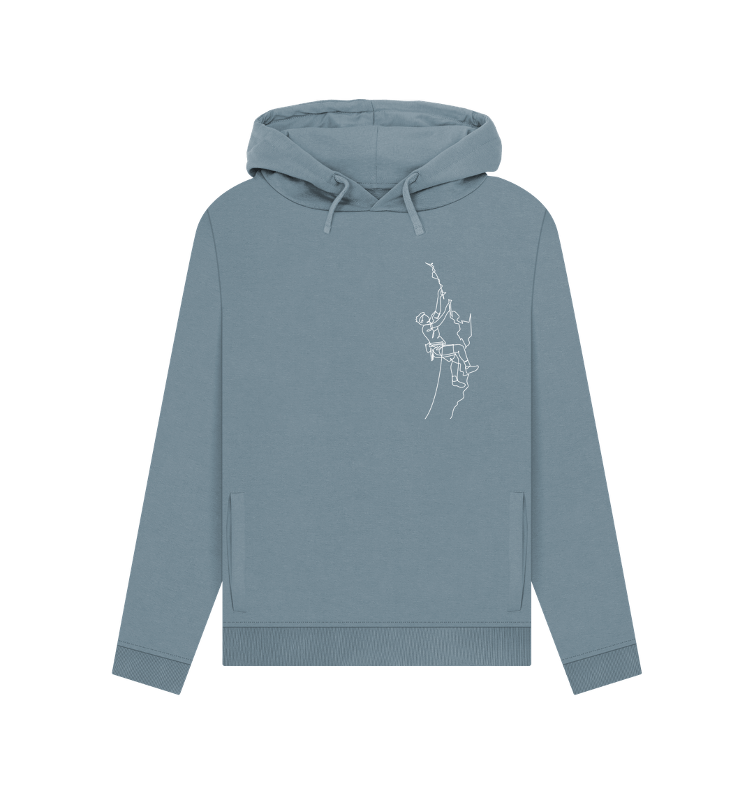 Stone Blue Women's Climber Organic Cotton Pullover Hoodie (White)