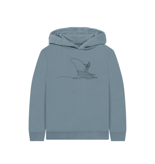 Stone Blue Kid's Fisherman Organic Cotton Pullover Hoodie (Black)