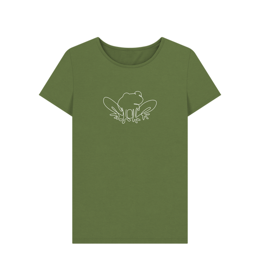 Khaki Women's Frog Organic Cotton Crewneck Tee (White)