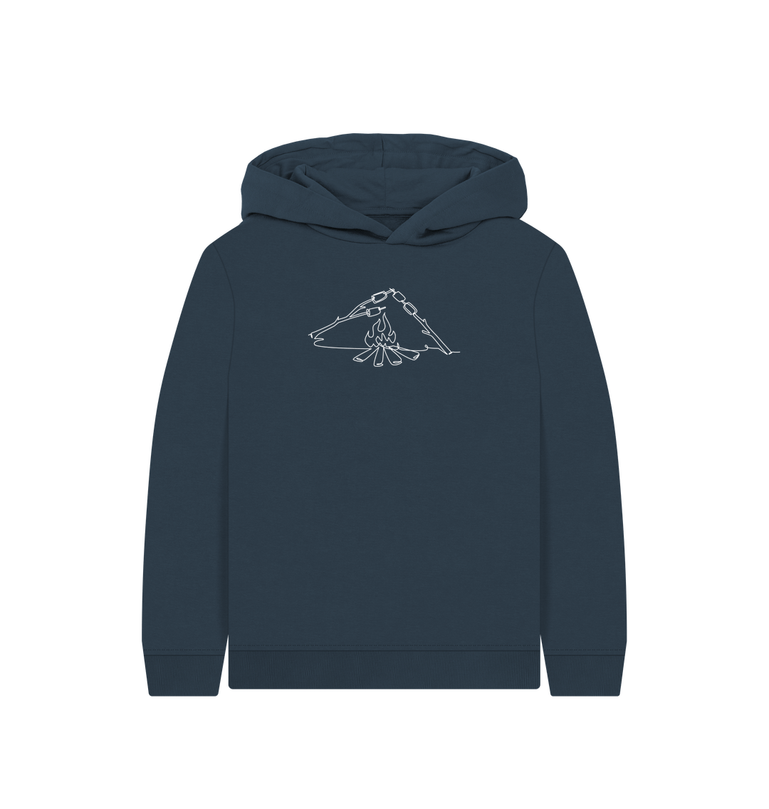 Navy Blue Kid's S'mores Organic Cotton Pullover Hoodie (White)